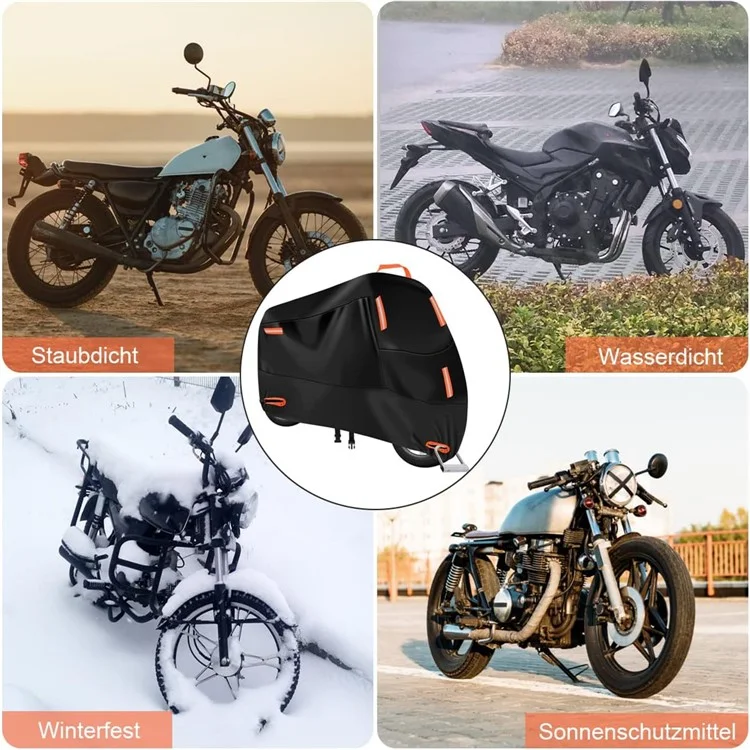 XXXXL: 295x110x140cm Capa para Motocicleta de Tecido Oxford 210D Protetor à Prova de Sol e Chuva