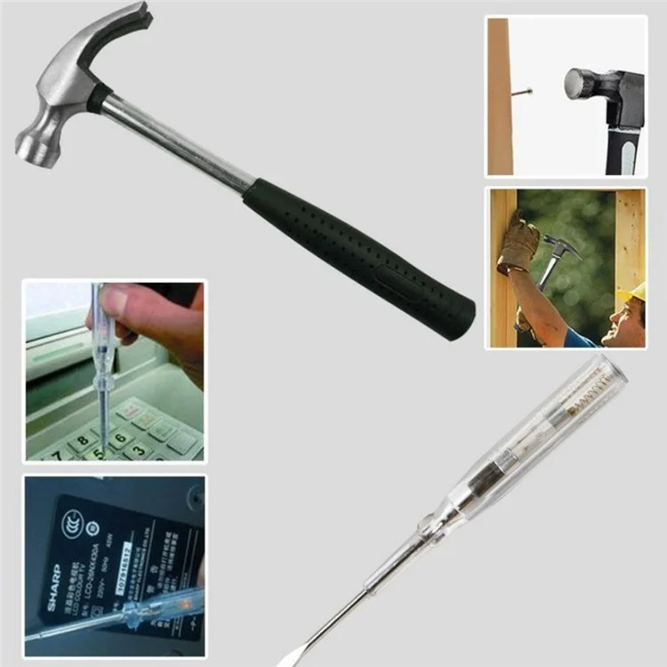 9Pcs / Set Utility Knife Measuring Tape Wire Cutter Screwdriver Car Home Repair Tool Box
