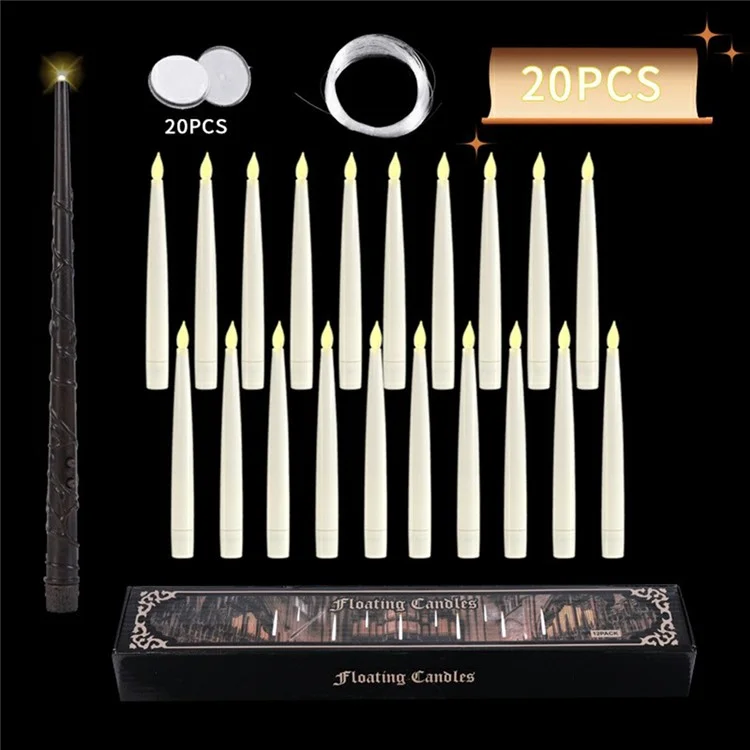 20PCS LED Bougies Flottantes avec 1PC Baguette Magique Télécommandée avec Minuterie pour Anniversaire Halloween Fête