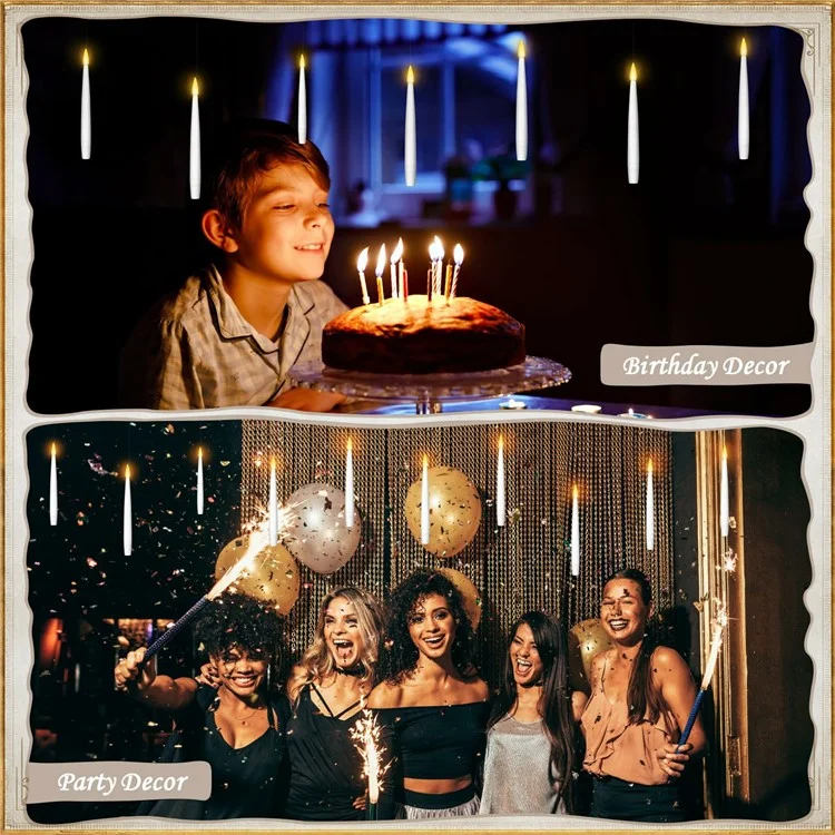 12PCS LED Floating Candles with 1PC Magic Wand Remote Timer for Birthday Halloween Party