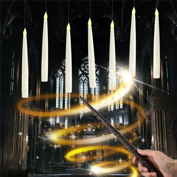10pcs a Mené Des Bougies Flottantes Avec 1pc Magic Wand Timer à Distance Pour la Fête D'anniversaire Halloween