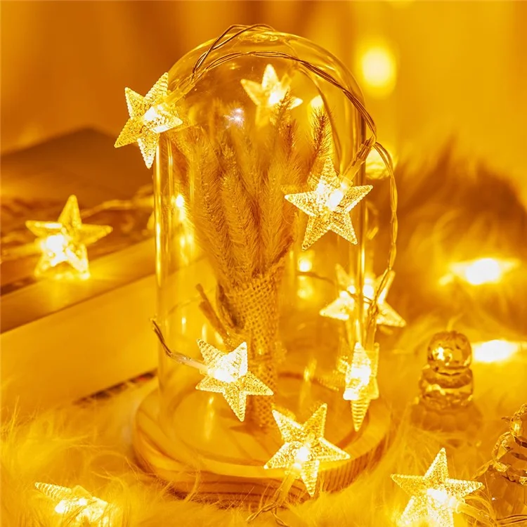 Star String Lights Battery Operated 6m 40 LED IP67 Waterproof Fairy String Lights for Wedding Party, Garden - Warm Light