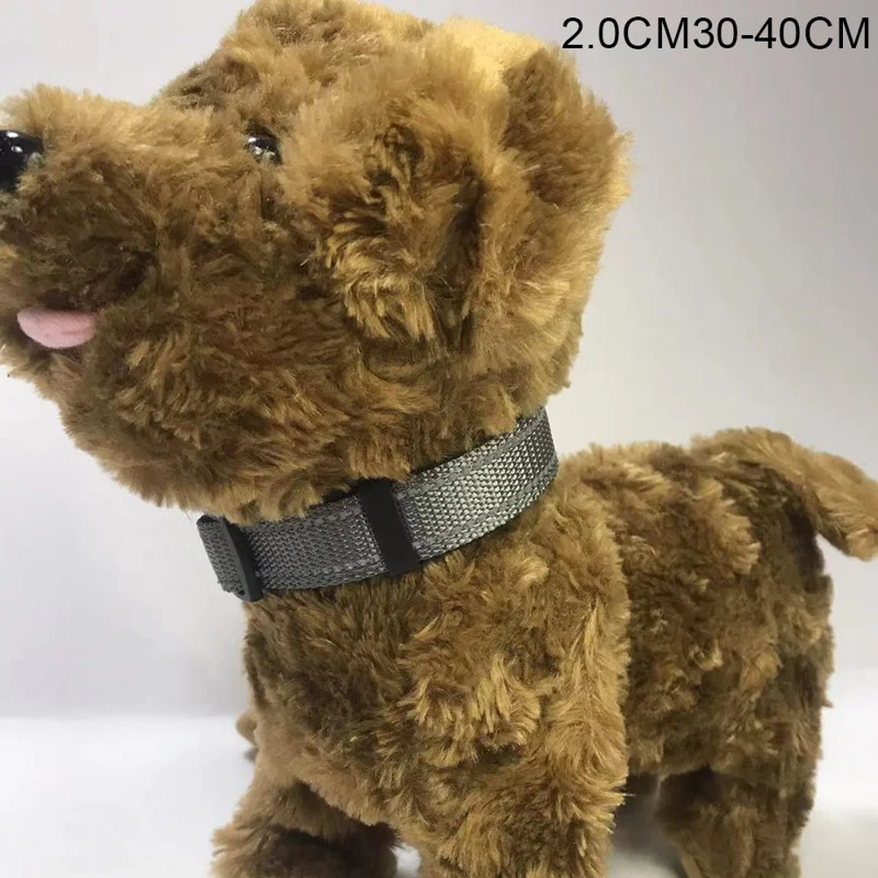 S Size 30-40cm Adjustable Reflective Dog Collar with Safety Locking Buckle 2cm Wide - Grey