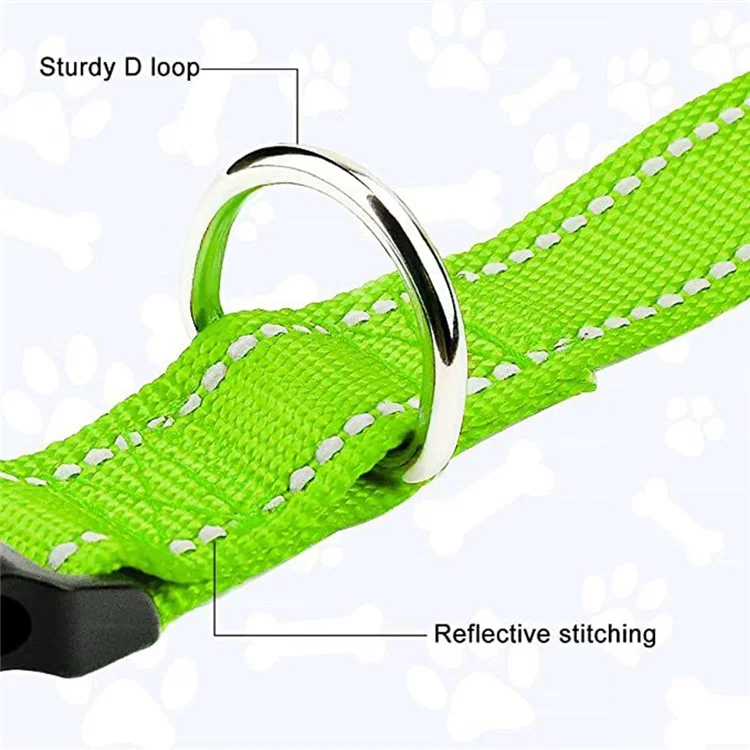 XS Size 20-30cm Adjustable Reflective Dog Collar with Safety Locking Buckle 1.5cm Wide - Red