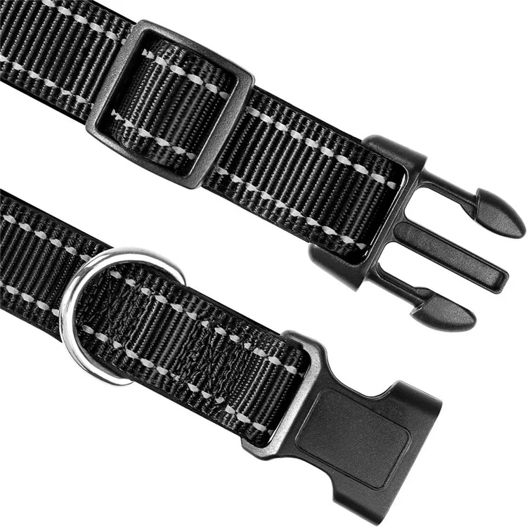 XS Size 20-30cm Adjustable Reflective Dog Collar with Safety Locking Buckle 1.5cm Wide - Red