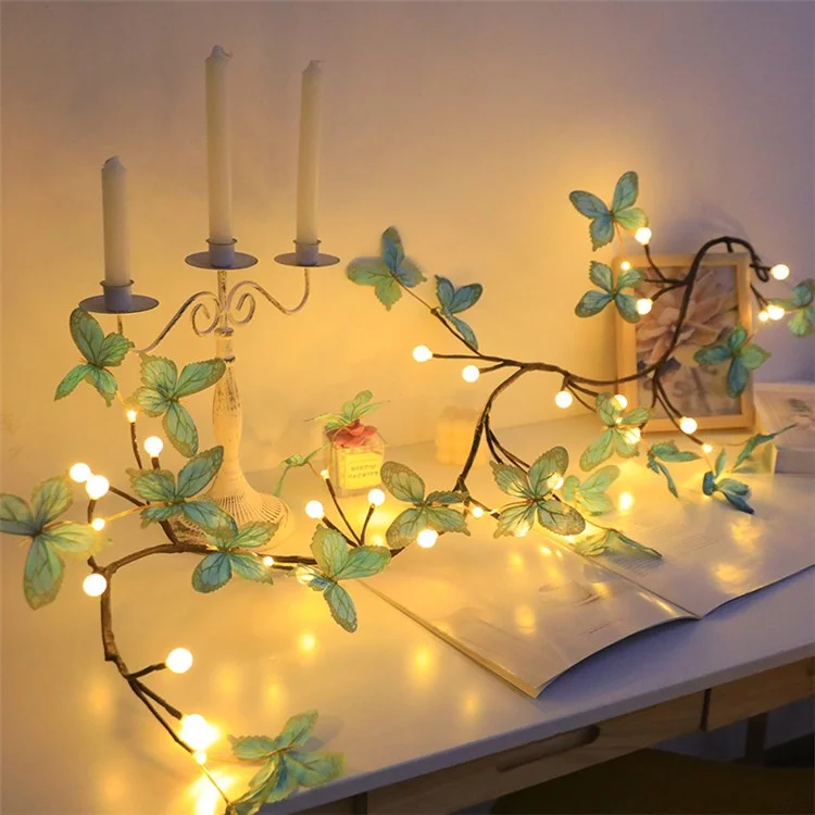 1.6m 36-Light USB Powered Blue Butterfly Rattan Strip Light Indoor Wall Decoration Atmosphere Lamp, 8 Modes with Remote Control