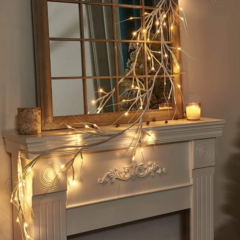 48 Leur LED Rock Racked Avec Birch Tree Light String 8 Modes Étanche de Forme Pliable Décoration Décoration Art Lumière, 1,8 m