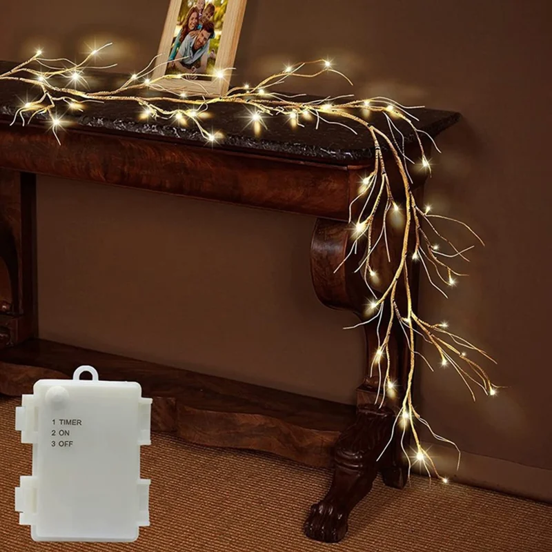 48 Leur LED Rock Racked Avec Birch Tree Light String 8 Modes Étanche de Forme Pliable Décoration Décoration Art Lumière, 1,8 m
