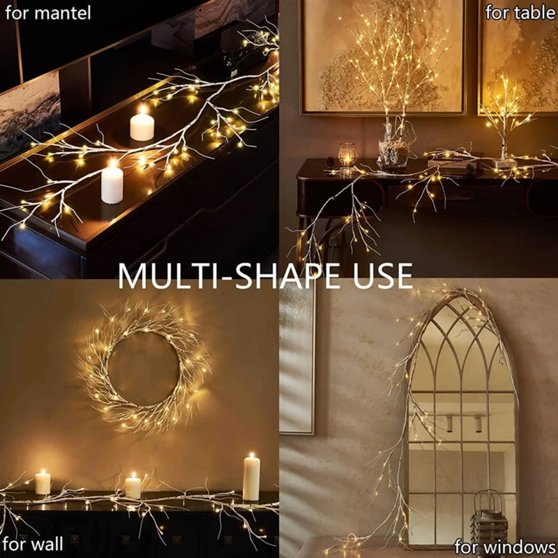 48 Leur LED Rock Racked Avec Birch Tree Light String 8 Modes Étanche de Forme Pliable Décoration Décoration Art Lumière, 1,8 m