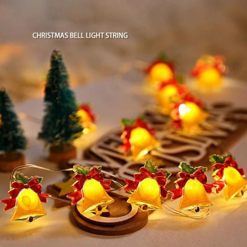 5m 50 Lights Christmas Tree Decoration Light String Christmas Bell Festive Atmosphere Light String Battery Powered
