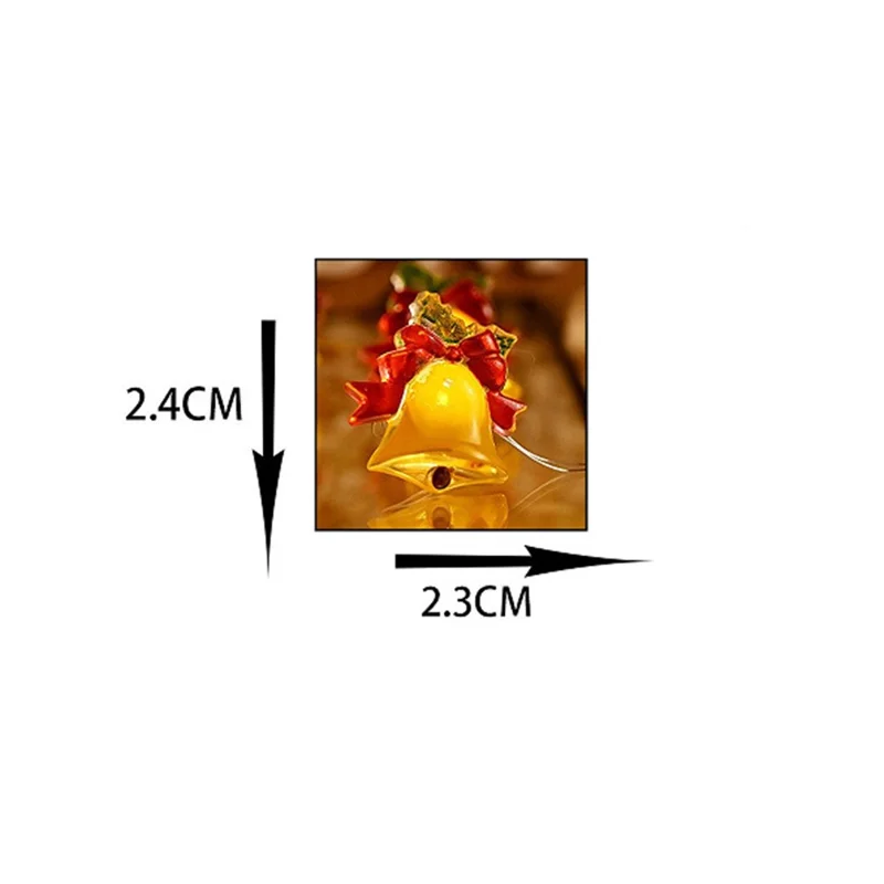 2m 20 Lights Christmas Tree Decoration Light String Christmas Bell Festive Atmosphere Light String Battery Powered