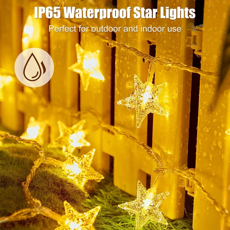 1.5m 10-LED Star Design String Light Outdoor Home Festival Decorative Ambient Light, Battery Box Powered