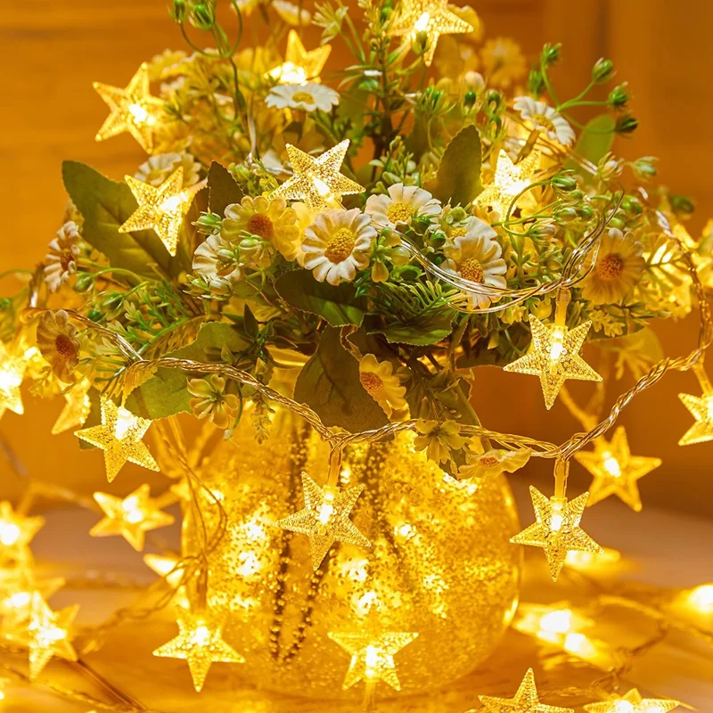 1.5m 10-LED Star Design String Light Outdoor Home Festival Decorative Ambient Light, Battery Box Powered