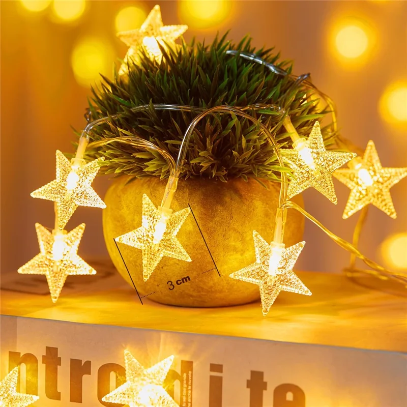 1.5m 10-LED Star Design String Light Outdoor Home Festival Decorative Ambient Light, Battery Box Powered