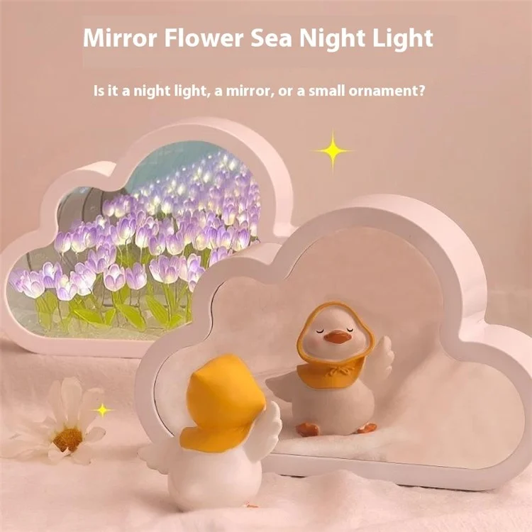 Ornamento Del Desktop Per le Luce Night di Tulipani Fatti Fatti Fatti a Mano, a Batteria, a Batteria - Rosa