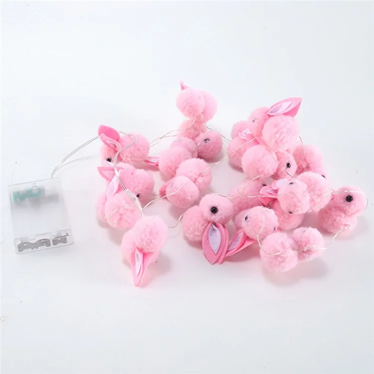 2m 20 LED Cute Rabbit String Lights Cotton Fairy Lights Battery Operated - Warm White Light