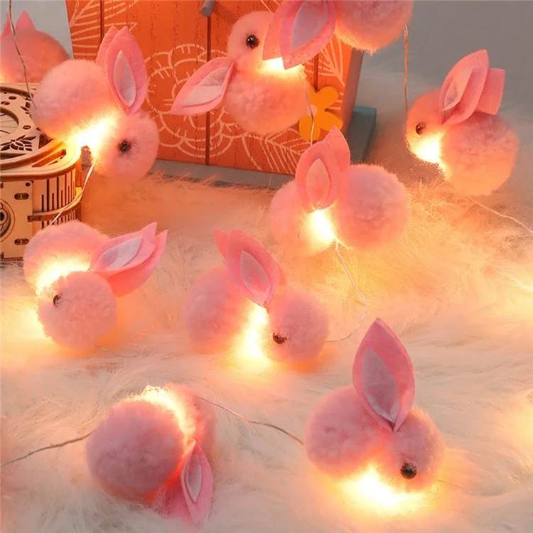 2m 20 LED Cute Rabbit String Lights Cotton Fairy Lights Battery Operated - Warm White Light