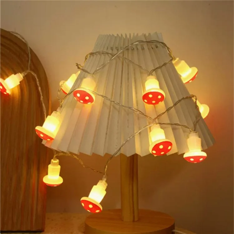 1.5m 10 LED Mushroom Decor Fairy Lights Battery Operated String Lights Gifts - Warm White