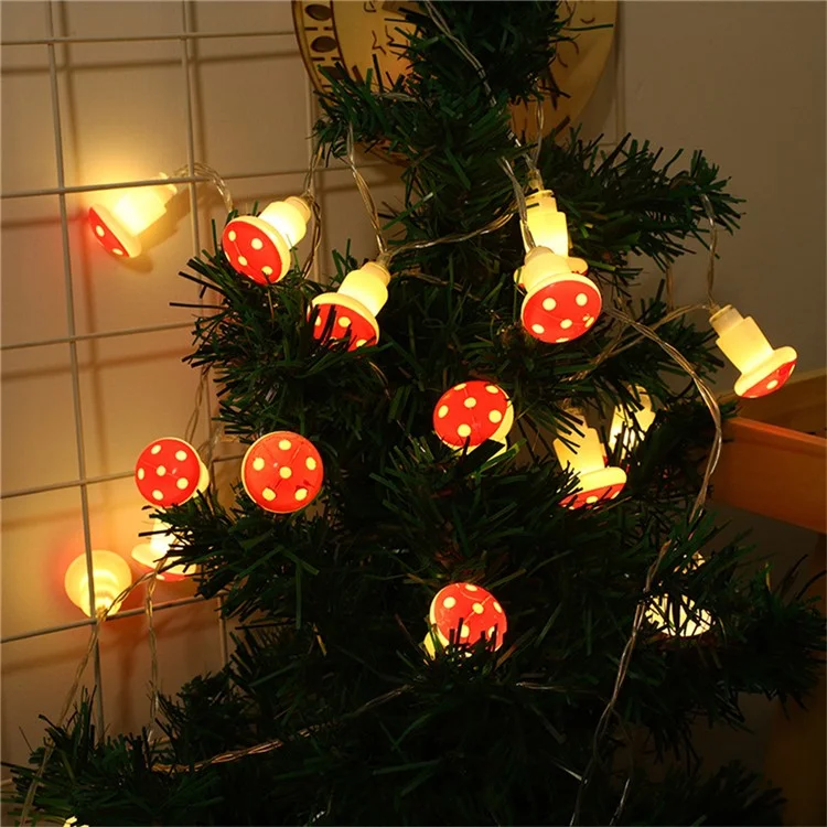 1.5m 10 LED Mushroom Decor Fairy Lights Battery Operated String Lights Gifts - Warm White