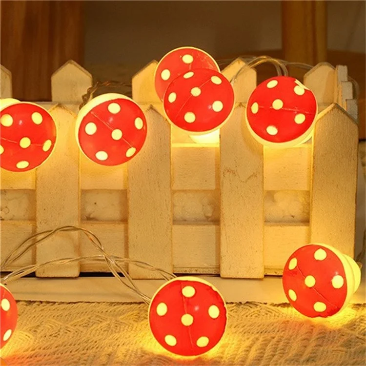 1.5m 10 LED Mushroom Decor Fairy Lights Battery Operated String Lights Gifts - Warm White