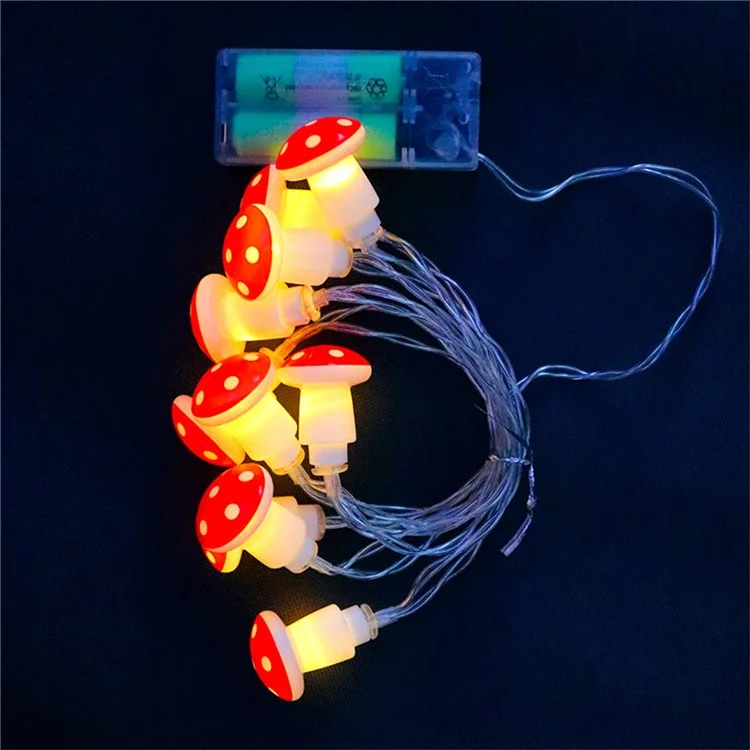 1.5m 10 LED Mushroom Decor Fairy Lights Battery Operated String Lights Gifts - Warm White