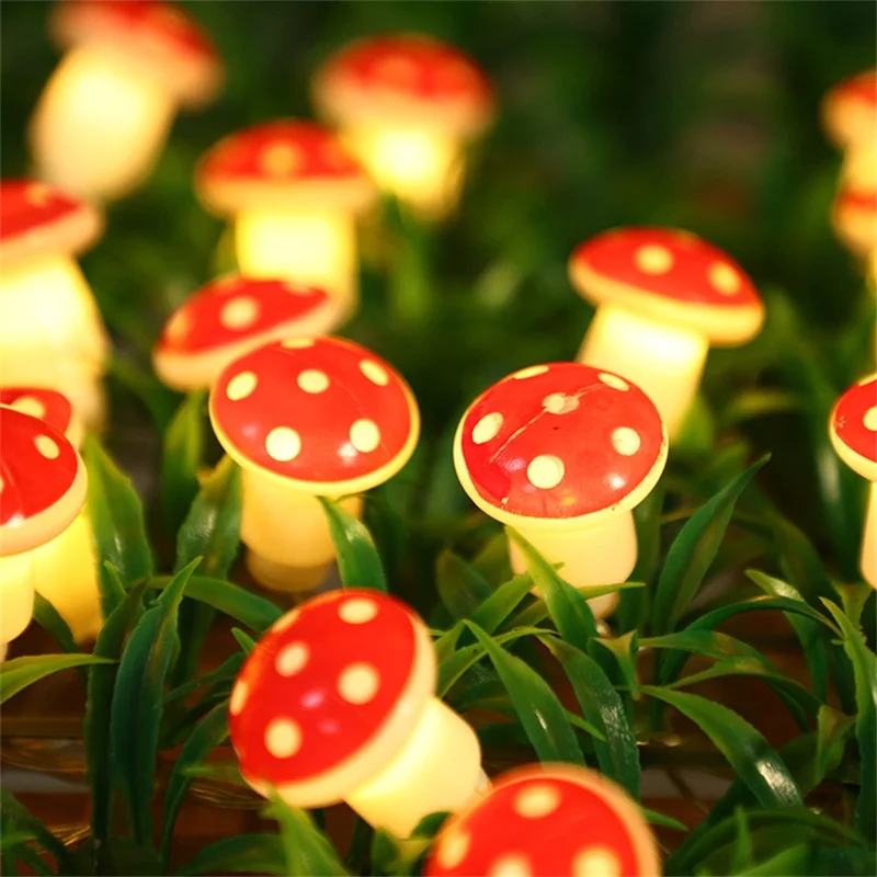 2m 20 LED Mushroom Decor Fairy Lights Battery Operated String Lights Gifts - Warm White