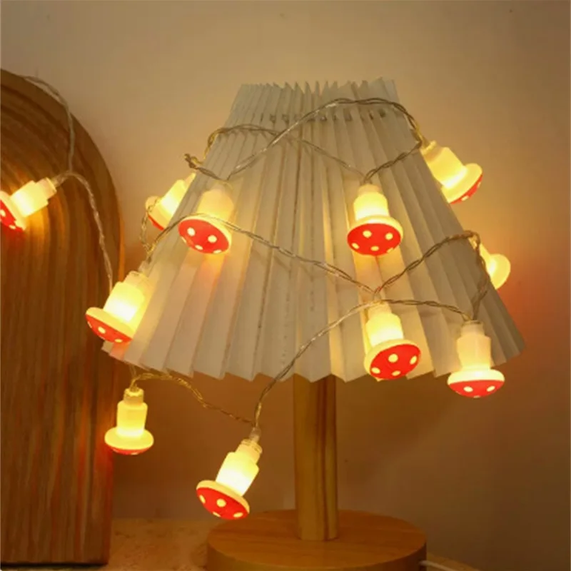 2m 20 LED Mushroom Decor Fairy Lights Battery Operated String Lights Gifts - Warm White