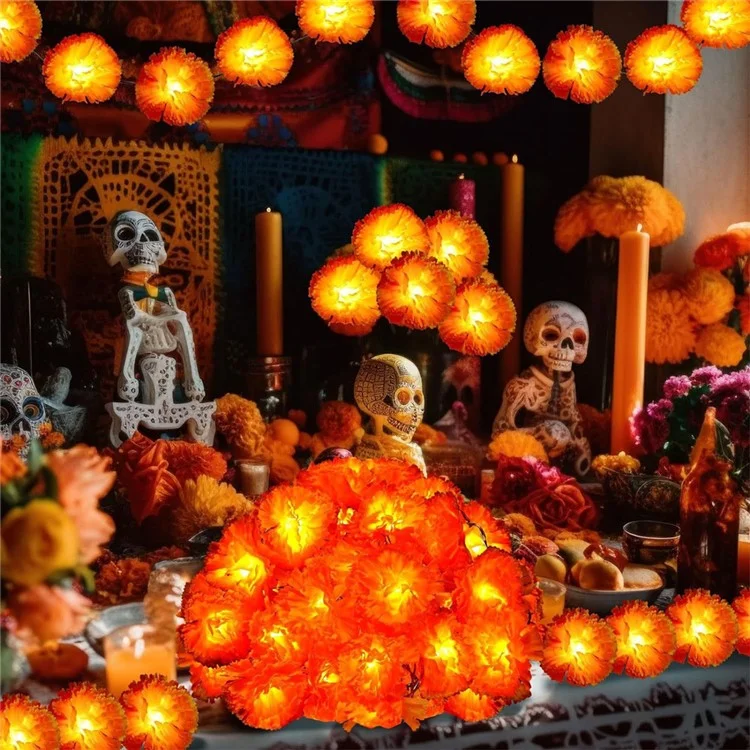 1,5m 10 LED Dahlia Luces de Hadas de Hadas Luces de Cuerda Que Funcionan Con Batería Decoración Del Cementerio de Halloween
