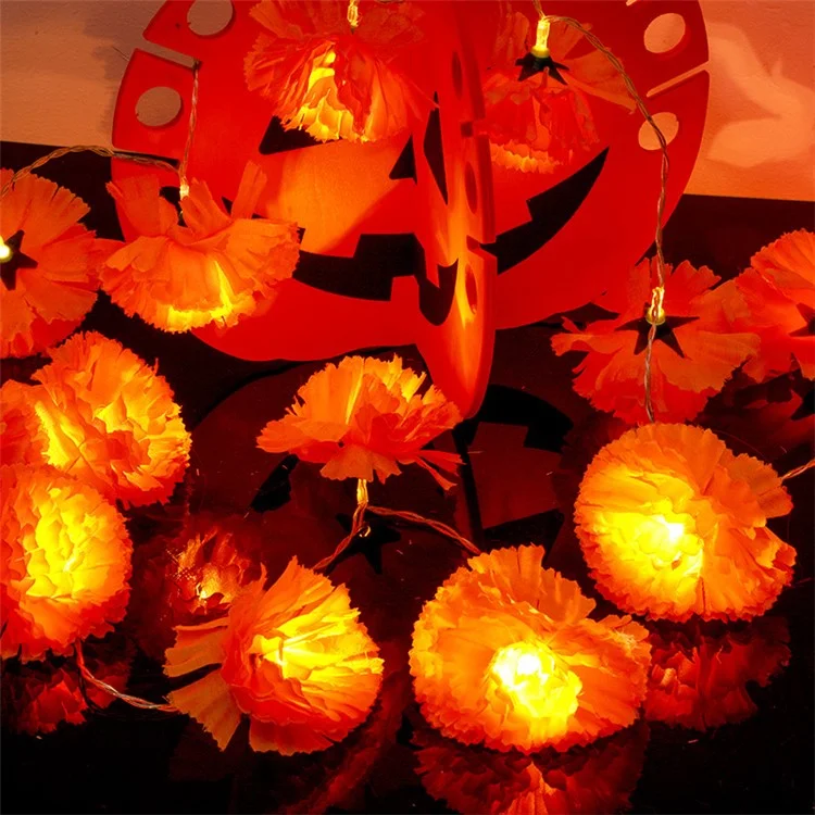 3m 20 LED Dahlia Fairy Lights Battery Operated String Lights Halloween Cemetery Decor