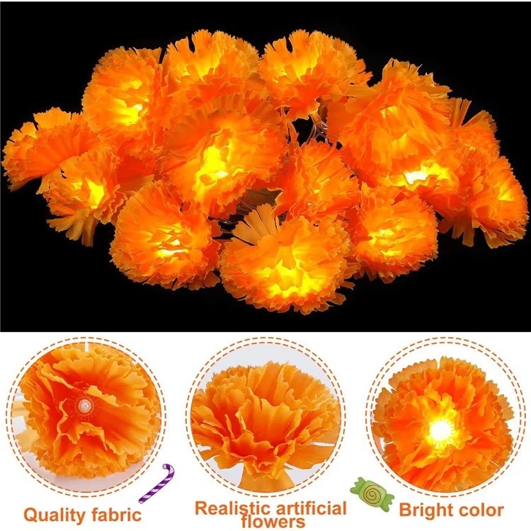 3m 20 LED Dahlia Fairy Lights Battery Operated String Lights Halloween Cemetery Decor