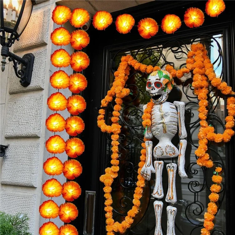 3m 20 LED Dahlia Fairy Lights Battery Operated String Lights Halloween Cemetery Decor