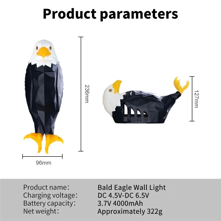Bald Eagle Projector Lamp Remote Control LED Night Light with Timer Bedroom Decor
