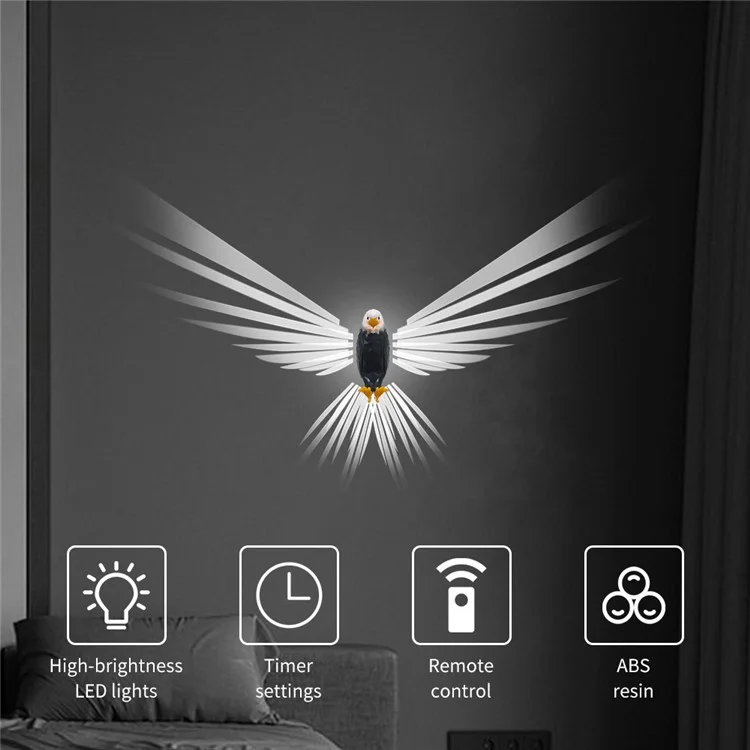 Bald Eagle Projector Lamp Remote Control LED Night Light with Timer Bedroom Decor