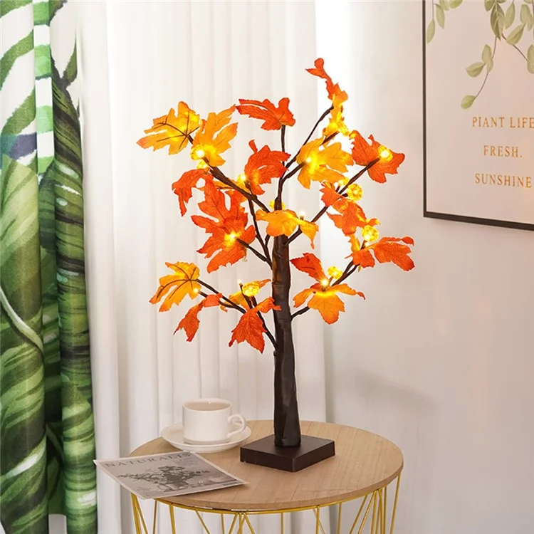 Kürbisse Gefälschte Herbstbeleuchtung Ahornbaum 24 Leds Lichter Thanksgiving Dekoration Künstliche Baumlichter Lichter