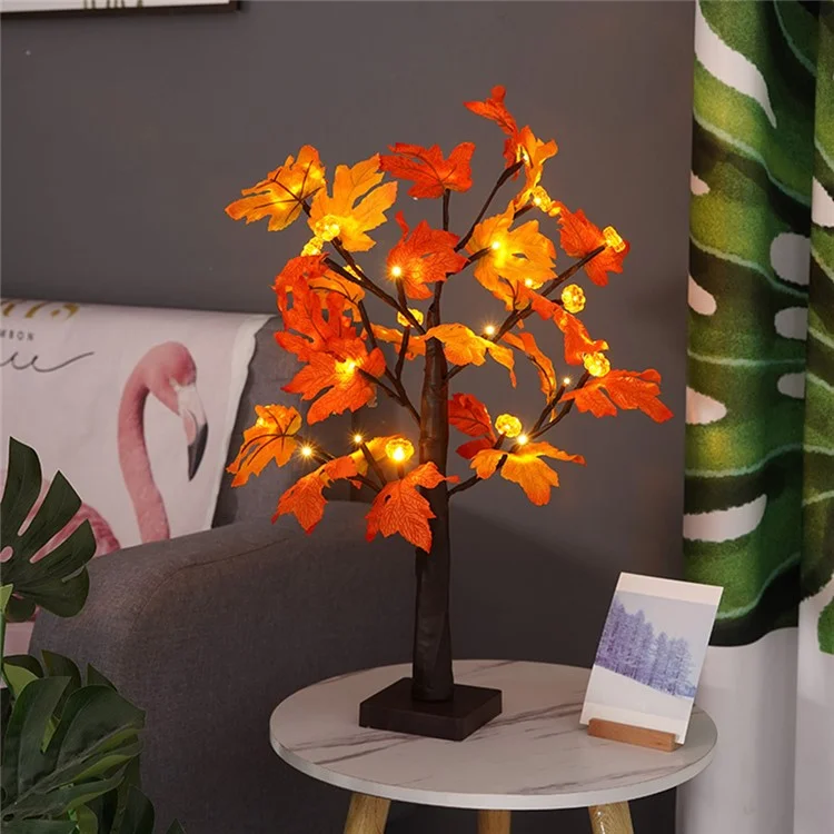 Kürbisse Gefälschte Herbstbeleuchtung Ahornbaum 24 Leds Lichter Thanksgiving Dekoration Künstliche Baumlichter Lichter