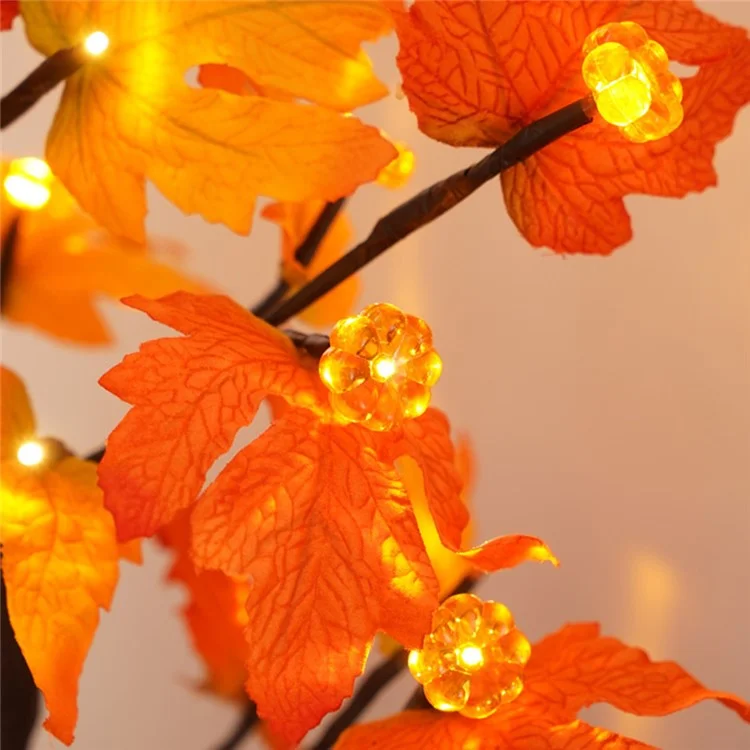 Kürbisse Gefälschte Herbstbeleuchtung Ahornbaum 24 Leds Lichter Thanksgiving Dekoration Künstliche Baumlichter Lichter