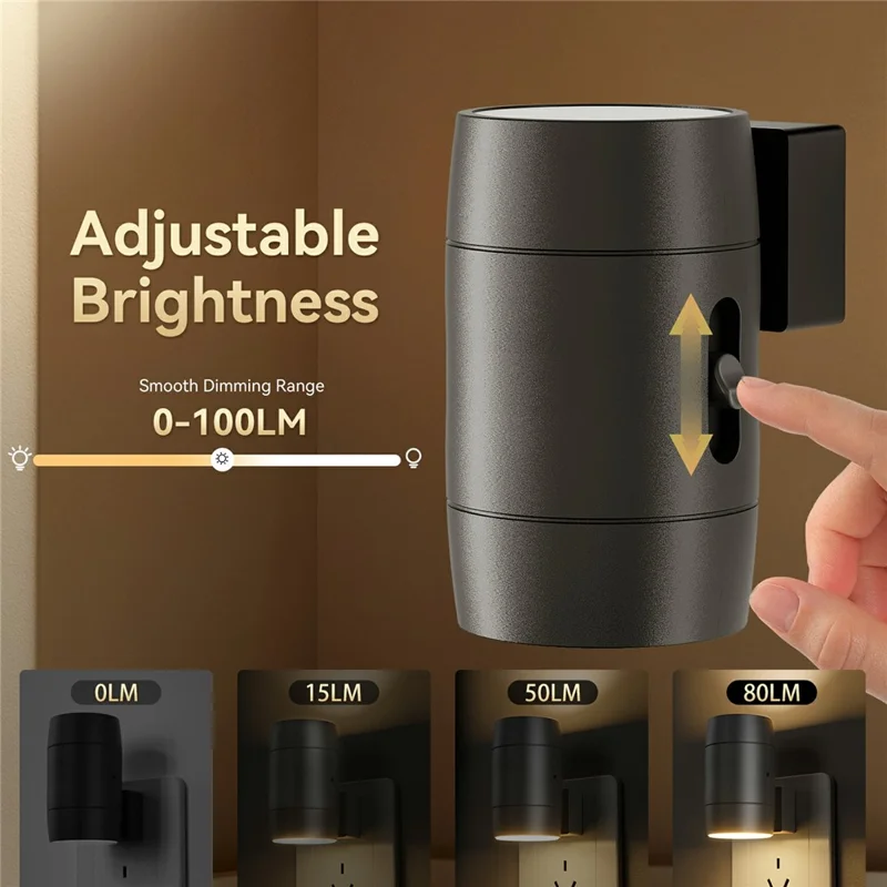 2Pcs Brightness Adjustable Light Sensing Rotatable Lamp Home Bedroom Night Light - EU Plug