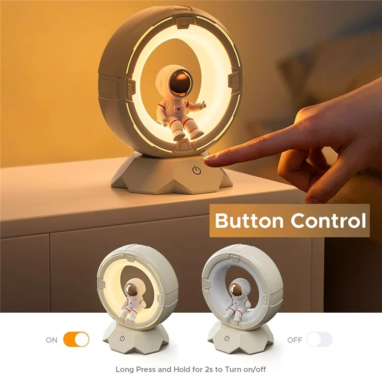 Luz nocturna de astronauta para niños, recargable por USB, LED de cuidado de ojos, lámpara de mesita de noche con 3 colores - rosa