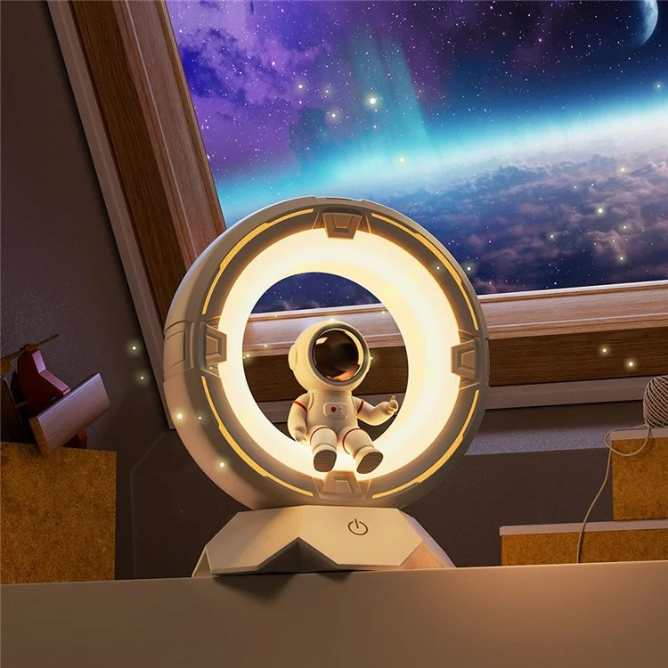 Luz nocturna de astronauta para niños, recargable por USB, LED de cuidado de ojos, lámpara de mesita de noche con 3 colores - rosa