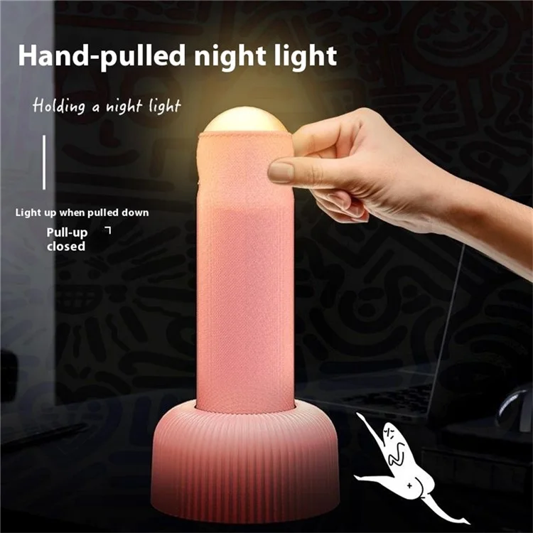 Lampe de table à atmosphère Creative Hand Pull LED avec protection oculaire pour chambre à coucher - Rose