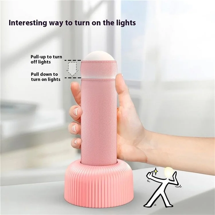 Lampe de table à atmosphère Creative Hand Pull LED avec protection oculaire pour chambre à coucher - Rose