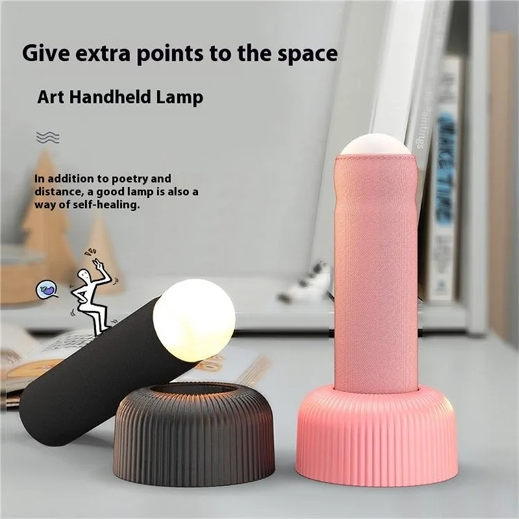 Lampe de table à atmosphère Creative Hand Pull LED avec protection oculaire pour chambre à coucher - Rose