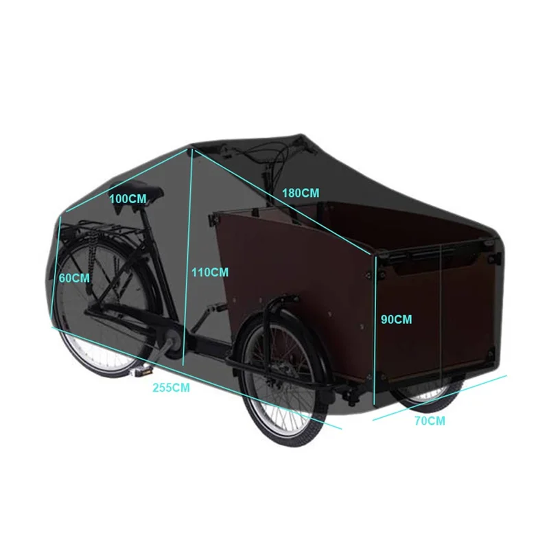 420D Oxford Cloth Cargo Bike Rain Cover Sunproof Snowproof Protector, 255x90x110cm