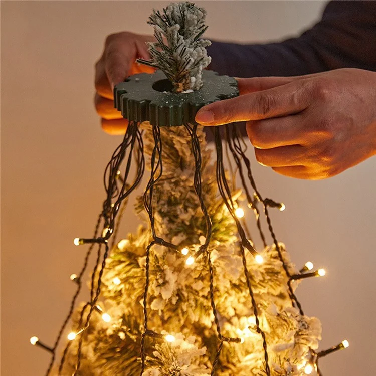 1.5m 200-Light Christmas Tree Decor Lamp Waterfall Hanging Christmas LED Light Strings, EU Plug - Warm White Light