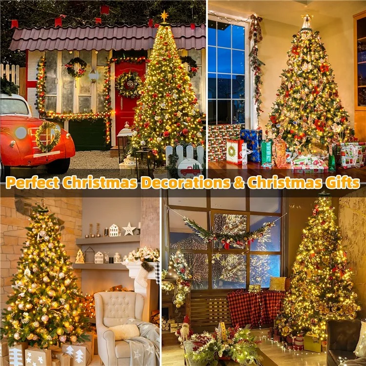 1.5m 200-Light Christmas Tree Decor Lamp Waterfall Hanging Christmas LED Light Strings, EU Plug - Warm White Light