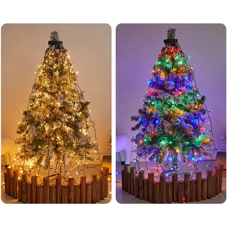 1.5m 200-Light Christmas Tree Decor Lamp Waterfall Hanging Christmas LED Light Strings, EU Plug - Warm White Light
