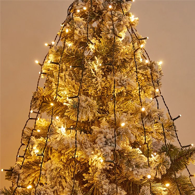 2m 280-Light Christmas Tree Decor Lamp Waterfall Hanging Christmas LED Light Strings, EU Plug - Warm White Light