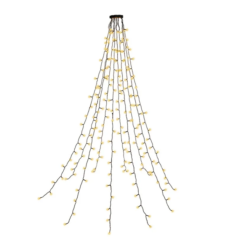 2m 280-Light Christmas Tree Decor Lamp Waterfall Hanging Christmas LED Light Strings, EU Plug - Warm White Light