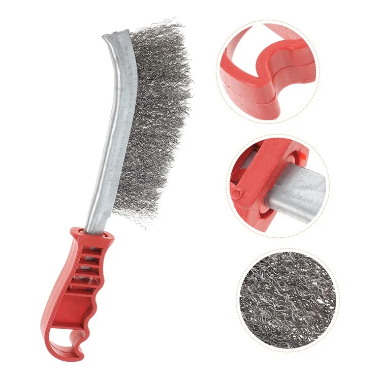 Non-Slip Grip Stainless Steel Wire Brush for Metal Rust Removal Cleaning Deburring Tool