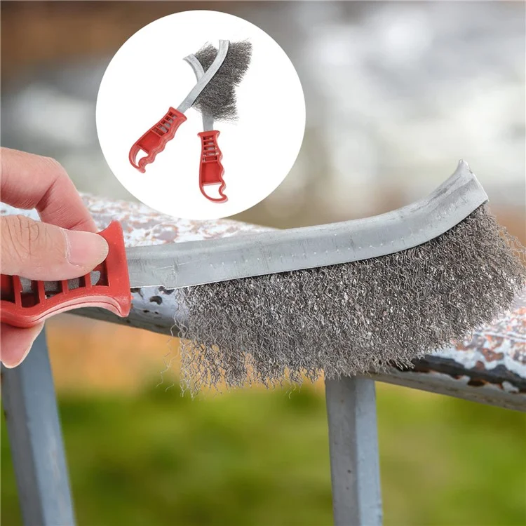 Non-Slip Grip Stainless Steel Wire Brush for Metal Rust Removal Cleaning Deburring Tool